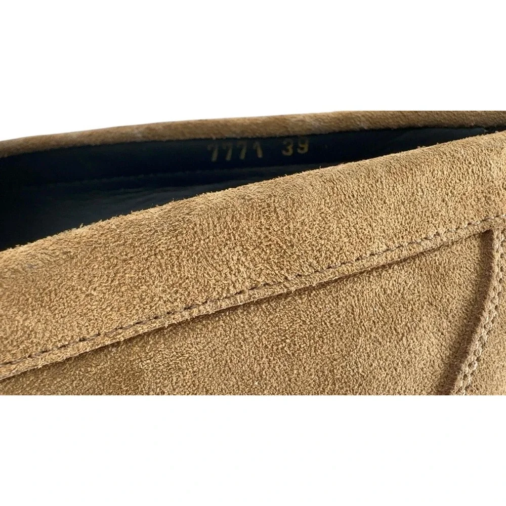 Versace‎ Suede Medusa Head Loafers Tan Brown Slip On Men's Shoes Size 39